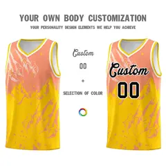Light Orange Gold Snow Mountain Beast Pattern Basketball Jersey 3