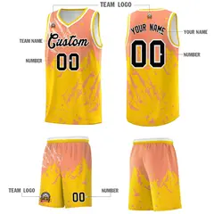 Light Orange Gold Snow Mountain Beast Pattern Basketball Jersey 5