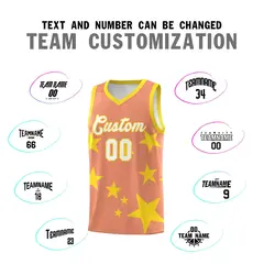 Light Orange Gold Star Print Graffiti Basketball Jersey Sets 4