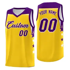 Light Orange Gold Two Tone Side Star Color Block Basketball Jersey 1