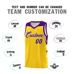 Light Orange Gold Two Tone Side Star Color Block Basketball Jersey 4