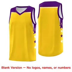 Light Orange Gold Two Tone Side Star Color Block Basketball Jersey 6