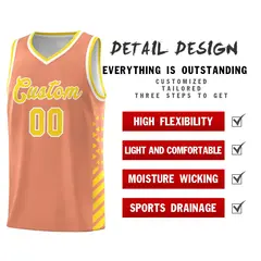 Light Orange Gold White Diamond Stripe Side Basketball Jersey 2