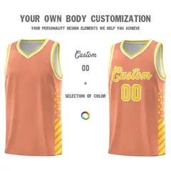 Light Orange Gold White Diamond Stripe Side Basketball Jersey 3