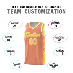 Light Orange Gold White Diamond Stripe Side Basketball Jersey 4