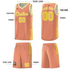 Light Orange Gold White Diamond Stripe Side Basketball Jersey 5
