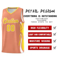 Light Orange Gold-White Graffiti Side Curve Basketball Jersey Sets 2