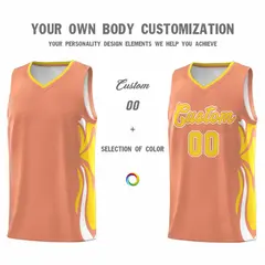 Light Orange Gold-White Graffiti Side Curve Basketball Jersey Sets 3
