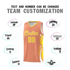 Light Orange Gold-White Graffiti Side Curve Basketball Jersey Sets 4