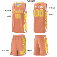 Light Orange Gold-White Graffiti Side Curve Basketball Jersey Sets 5