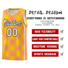 Light Orange Gold-White Grid Basketball Kits For Team 2