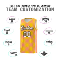 Light Orange Gold-White Grid Basketball Kits For Team 4