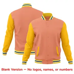 Light Orange Gold White Raglan Sleeve Cotton Letterman Jacket 6