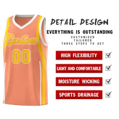 Light Orange Gold-White Ribbon Pattern Basketball Kits 2