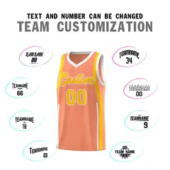 Light Orange Gold-White Ribbon Pattern Basketball Kits 4