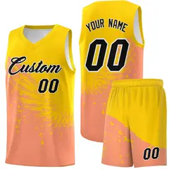 Light Orange Gold Wing Pattern Basketball Jersey 1