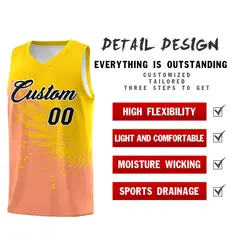 Light Orange Gold Wing Pattern Basketball Jersey 2