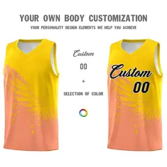 Light Orange Gold Wing Pattern Basketball Jersey 3