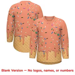 Light Orange Kelly Green Ice Cream Pattern V-Neck Hockey Jersey 7