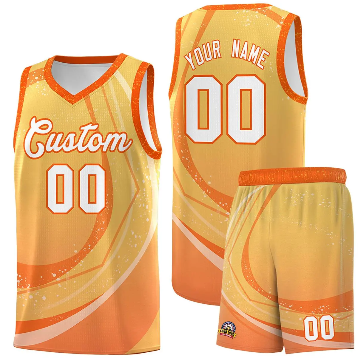 Light Orange Orange Galaxy Graffiti Pattern Basketball Jersey