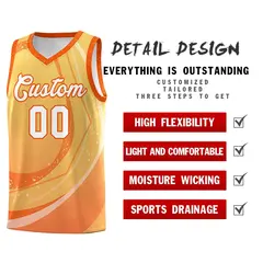 Light Orange Orange Galaxy Graffiti Pattern Basketball Jersey 4