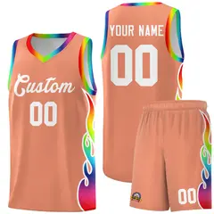 Light Orange Side Flame Sports Basketball Jersey
