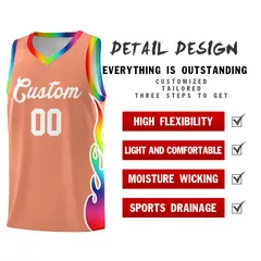 Light Orange Side Flame Sports Basketball Jersey 2