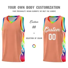 Light Orange Side Flame Sports Basketball Jersey 3