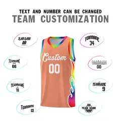 Light Orange Side Flame Sports Basketball Jersey 4