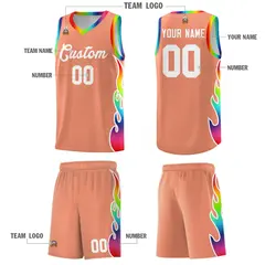 Light Orange Side Flame Sports Basketball Jersey 5