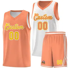 Light Orange White Chest Slash Pattern Double Side Basketball Jersey