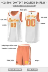 Light Orange White Chest Slash Pattern Double Side Basketball Jersey 2