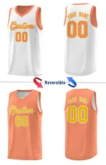 Light Orange White Chest Slash Pattern Double Side Basketball Jersey 3