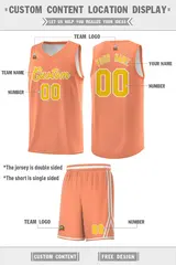 Light Orange White Chest Slash Pattern Double Side Basketball Jersey 4