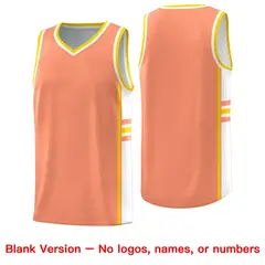 Light Orange White Color Block Varsity Basketball Jersey 6