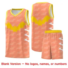 Light Orange White Halloween Bat Pattern Basketball Jersey 7