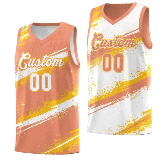 Light Orange Yellow White Reversible Basketball Jersey Stellar Strike