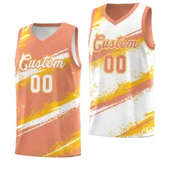 Light Orange Yellow White Reversible Basketball Jersey Stellar Strike 1
