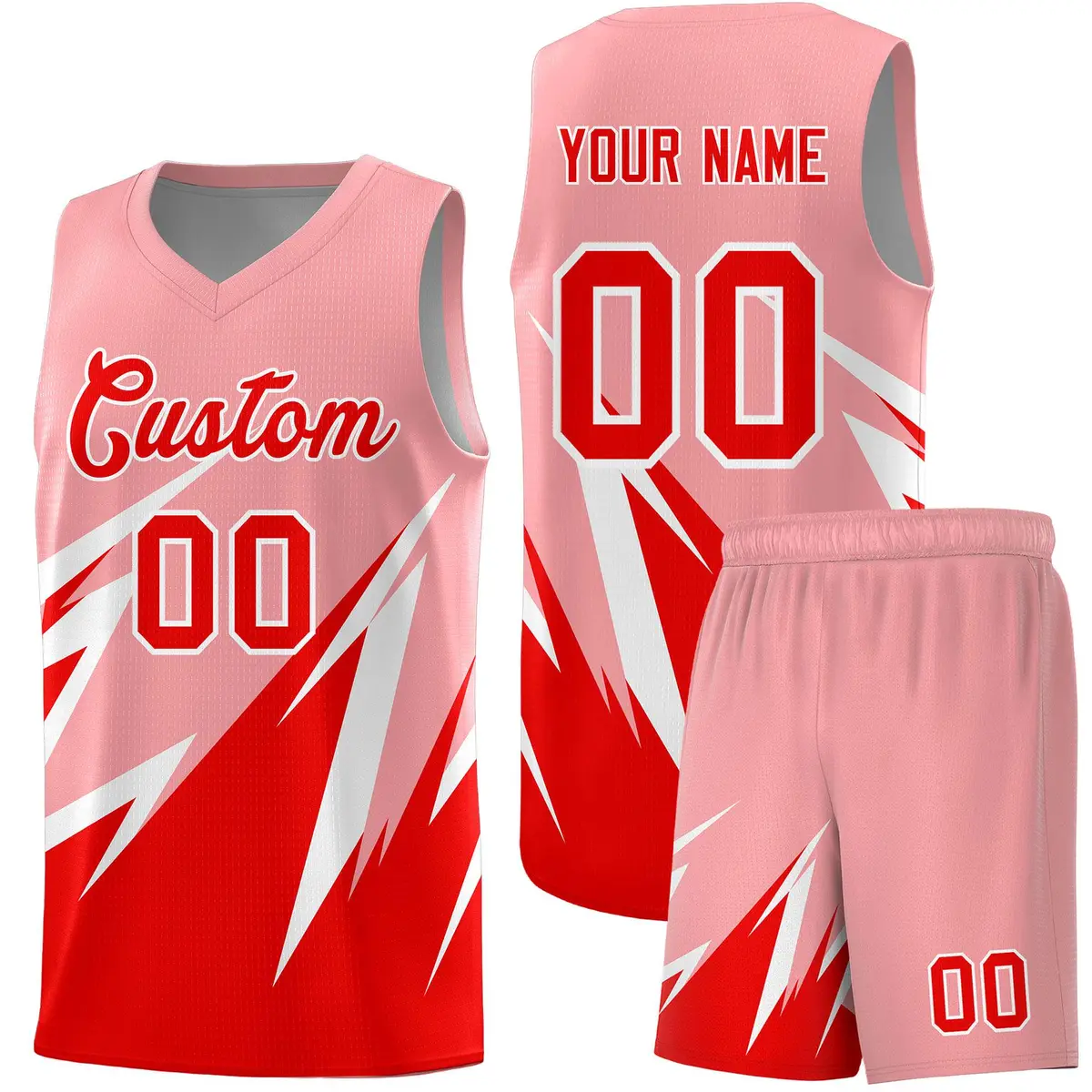 Light Pink Abstract Mountain Pattern Basketball Jersey