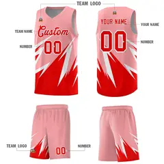 Light Pink Abstract Mountain Pattern Basketball Jersey 4