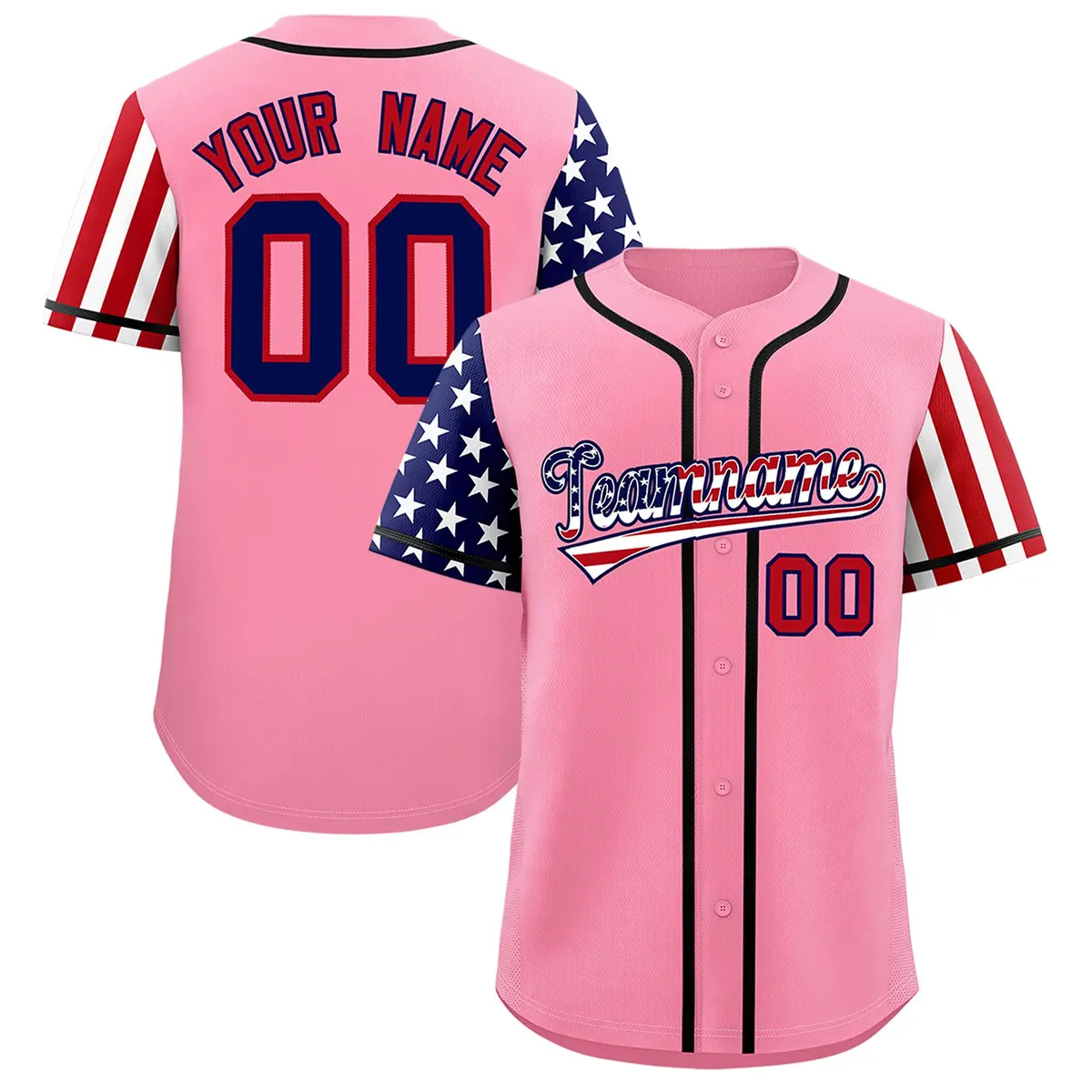 Light Pink American Flag Design Baseball Jersey