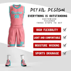 Light Pink Aqua Classic Mesh Basketball Jersey 2