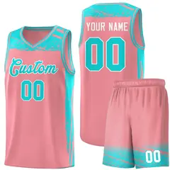 Light Pink Aqua Graffiti Pattern Basketball Jersey 1