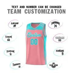 Light Pink Aqua Graffiti Pattern Basketball Jersey 3