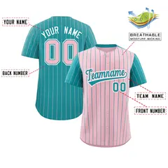 Light Pink Aqua Pinstripe Raglan Baseball Jersey 2