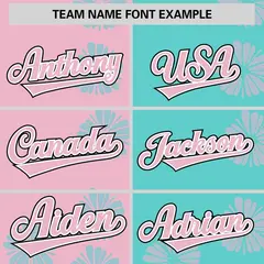 Light Pink Aqua Split Flower Graffiti Baseball Jersey 3