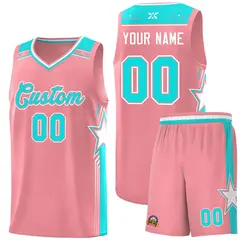 Light Pink Aqua Star Graffiti Pattern Basketball Jersey