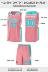 Light Pink Aqua Star Graffiti Pattern Basketball Jersey 2