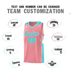 Light Pink Aqua Star Graffiti Pattern Basketball Jersey 4
