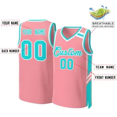 Light Pink Aqua White Classic Mesh Basketball Jersey 2